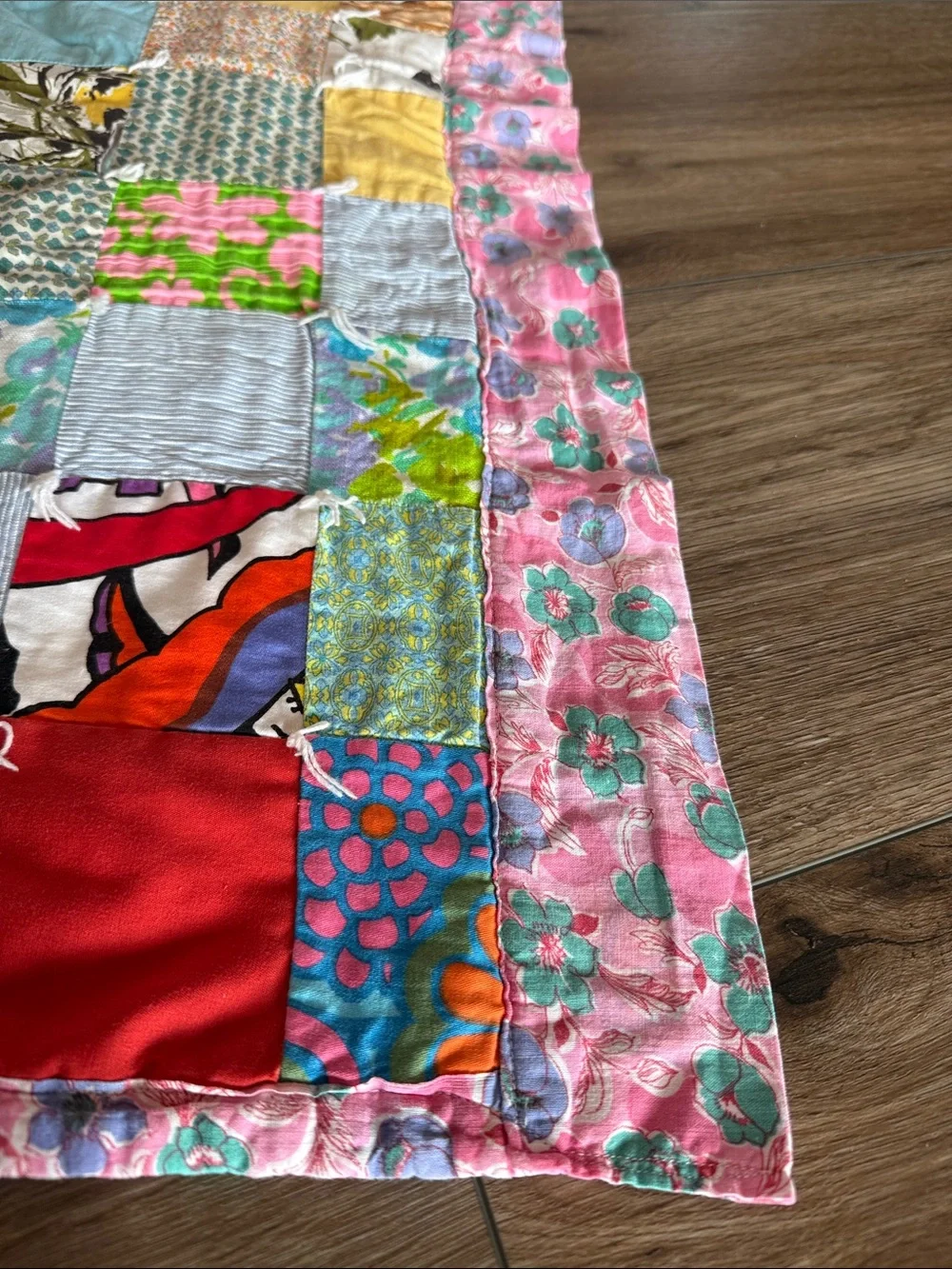 Vintage Handmade Patchwork Quilt - Multi-Color Cozy Bedspread